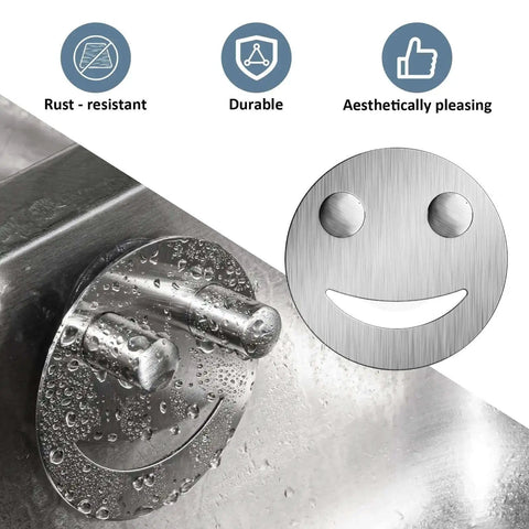 Smiley Face Stainless Steel Dish Sponge Holder With Suction Cup Silver Sink Caddy Organizer Storage For Kitchen RV And Apartment Scrubber