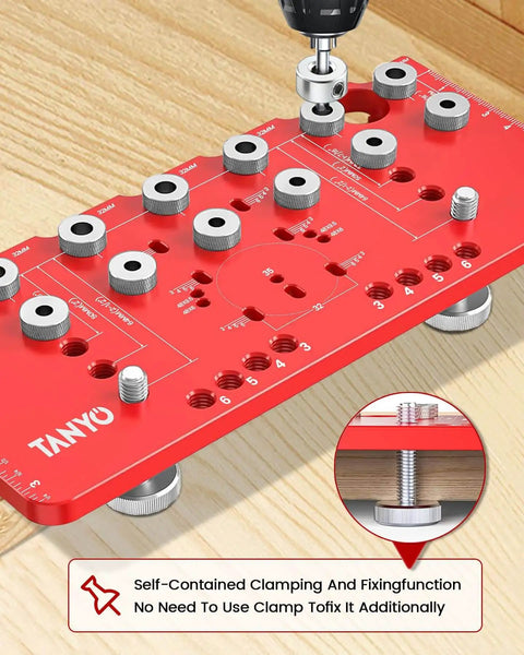 Two In One Shelf Pin And Hinge Jig With Adjustable Quarter Inch Drilling Guides, Lightweight Aluminum Cabinet Hardware Jig