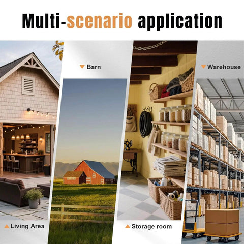 Multi-scenario applications including barns, storage rooms, warehouses, and living areas for exterior sliding barn door hardware kit use.