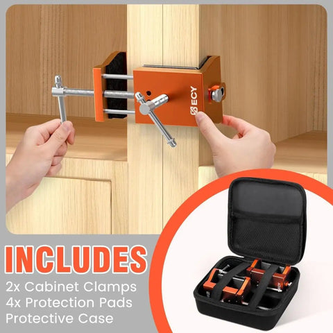 Two Pack Cabinet Clamps for Face Frame Alignment Tool Built From Anodized Aluminum Alloy Professional Grade Installation Clamps for Woodworking and DIY Projects Adjustable Jaw Width From 2 Inches to 4-3/8 Inches Rust Resistant in use and stored in case