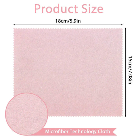 Soft pink microfiber cloth size 18x15 cm with labeled measurements for 10 Pack Soft Microfiber Glasses Cleaning Cloths For Eyeglasses Cameras Phones