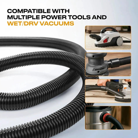 10 Ft Dust Collection Hose Kit With Five Fittings For Woodworking Tools Home Use And Wet Dry Shop Vacuums coiled with tools