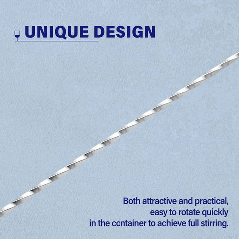 Close-up of unique design on Two Piece 12 Inch Stainless Steel Bar Spoon Set for Cocktails showing the mirror-polished 18/8 handle.