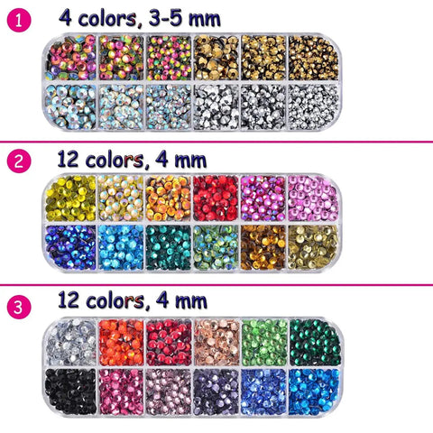 Various rhinestones and hot fix gems in multiple colors and sizes for Bedazzler Kit With Rhinestones And Hot Fix Gems Craft Applicator.