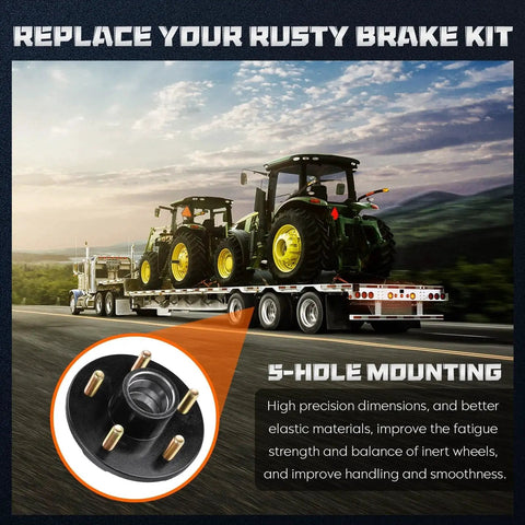 Trailer Idler Hub Kit 5x4.5 For 3500 Lb Axles, 2 Pack With Bearings And Grease Seals, trailer with tractors in background
