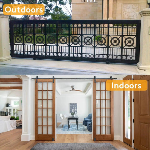 Universal Adjustable Heavy Duty Sliding Gate Rollers Kit with L Shaped Brackets for Barn Doors Garages Sheds and Room Doors