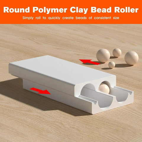 Round Polymer Clay Bead Roller Kit For DIY Jewelry Making Bead Roller Tool with clay beads on wooden surface
