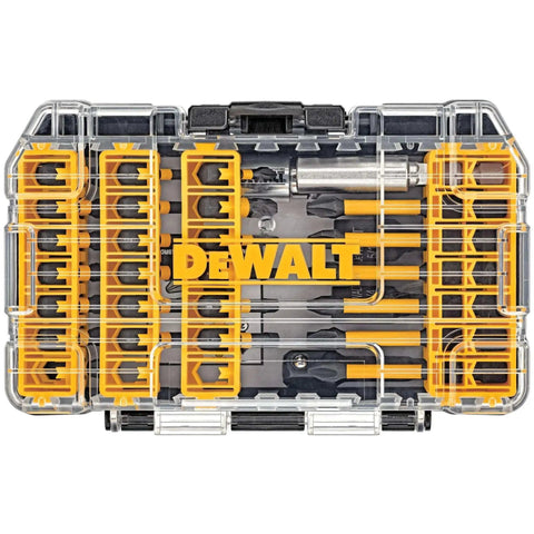 Impact Ready 40-Piece Screwdriver Bit Set With Storage Case For FlexTorq Impact Drivers See Through Lid Patented Bit Bar For Easy Bit Removal Grab-And-Go Handy Case Dewalt.
