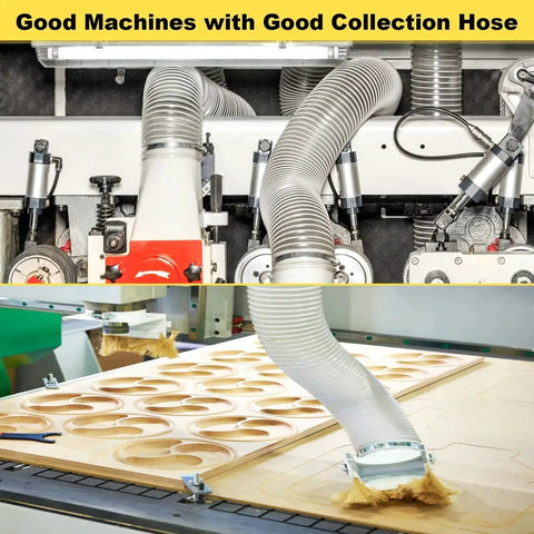 4 Inch Dust Collection Hose For Shop Vac Flexible Ducting With 304 Stainless Steel Clamps in heavy-duty working setup