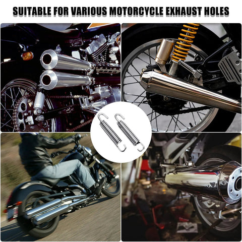 Motorcycle exhaust pipe springs, 6 pcs, stainless steel, silver, Amazon brand.