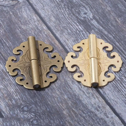 Two Piece Brass Flower Cloud Hinge Set For Jewelry Boxes And Furniture Decor With Screws 60 By 55mm Tough As Nails Hinge Fittings