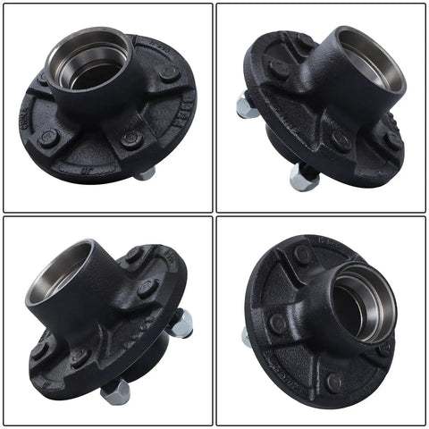 Trailer Hub Kit 5 On 4.75 Inch For 3500 Lb Axles 84 Spindle With Trailer Bearing Kit Pack Of 2 Sets, heavy-duty iron construction.