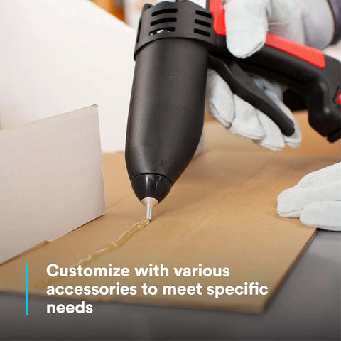 Single-unit industrial hot-melt applicator TC/TC-Q GEN II 120V PTC self-regulating heater used on cardboard in assembly