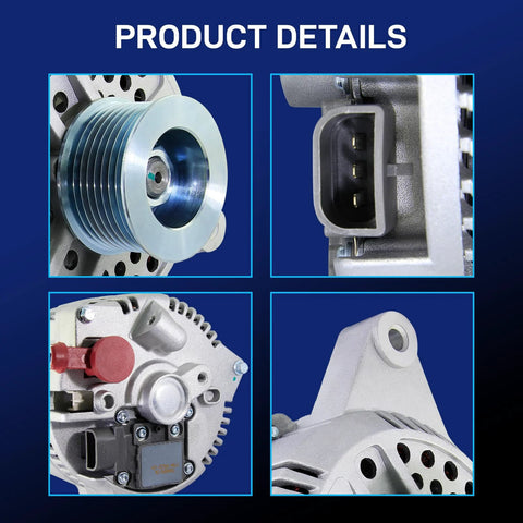 Close-up views of Alternator Replacement For F Series Trucks And E Series Vans 1997 To 2002, highlighting components.