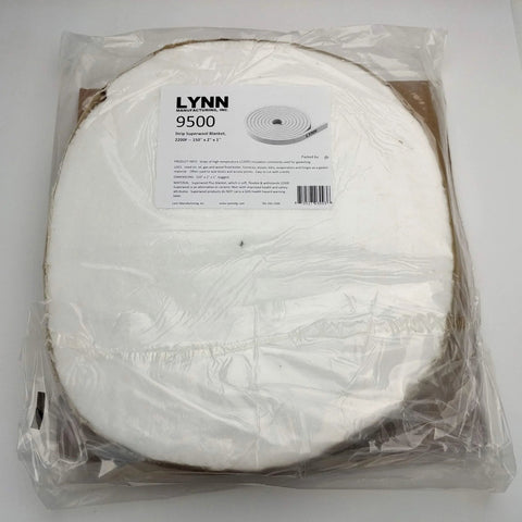 Lynn 9500 strip ceramic fiber blanket roll, white, 2x1x150, high-temp gasket material for stoves and furnaces.