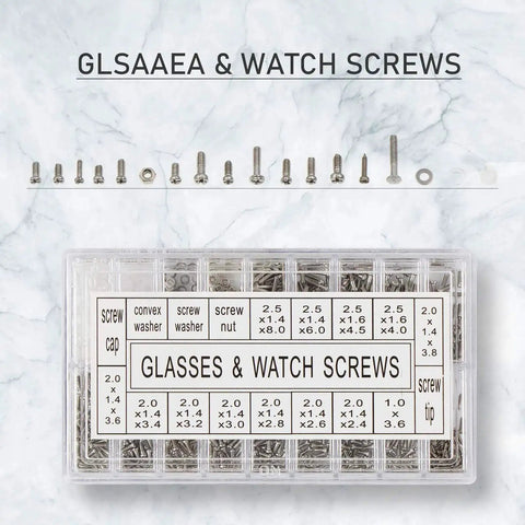 Micro Eyeglass And Sunglass Repair Screws Kit With Nuts, Stainless Steel Tiny Screws Assortment For Spectacles And Watches, box display