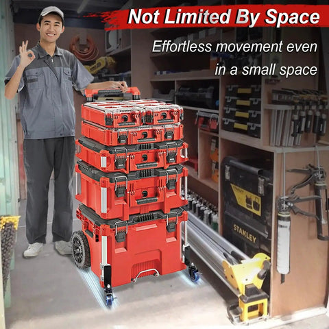 Milwaukee Packout Compatible 360 Degree Dual Front Wheels Upgraded for Rolling Toolboxes with ergonomic cart design