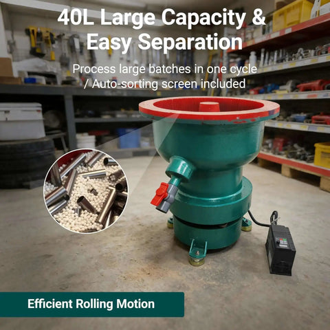 40L Vibratory Finishing Machine With Variable Frequency Drive And 550W Copper Motor Pro Grade Polyurethane Lined Tumbler