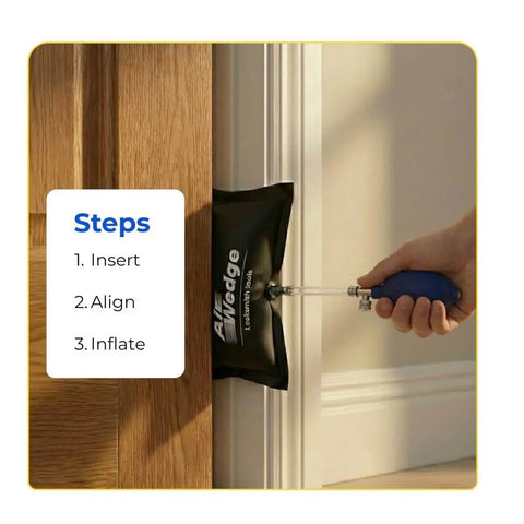 Inflatable Air Wedge Bag Pump With Medium Shim And Leveling Tool, Heavy Duty Pro Grade Ballistic Nylon Air Jack for Door Alignment