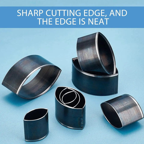 Leather Hole Punch Die Cutter Kit With Pro Grade High Carbon Stainless Steel Hollow Punches for DIY Crafts, various sizes displayed.