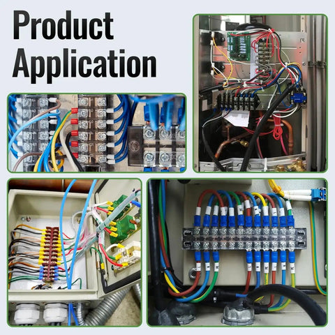 15A Screw Terminal Block Kit With Dual Row Covered Design For Four, Five Or Six Position Blocks 400V Pre Insulated Barrier Strips in use