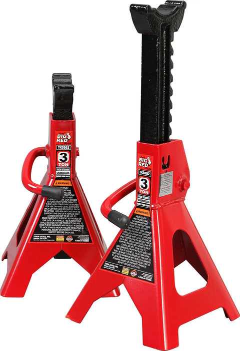 3 Ton Heavy Duty Steel Jack Stands Pair For Car Lifting Not For SUV Or Truck, red steel with adjustable height