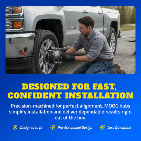 Mechanic installing Wheel Bearing And Hub Assembly For Toyota Corolla Matrix Prius And Pontiac Vibe Fits 2003 To 2008 Corolla Matrix Vibe And 2004 To 2009 Prius Models Direct Replacement For Smooth Wheel Rotation And Stable Handling On Every Drive on a silver truck
