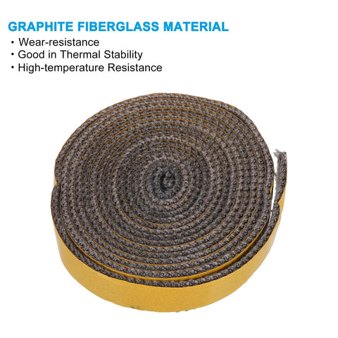PATIKIL wood stove gasket coil, graphite fiberglass, 98-inch length, 11/16 by 1/8 inch, self-adhesive, black