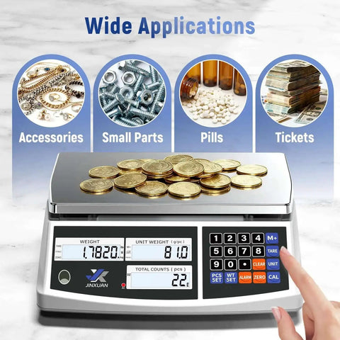 Heavy Duty Industrial Counting Scale 30kg 66lb With 0.1g Precision Bench Scale For Inventory Counting Of Small Parts And Coins