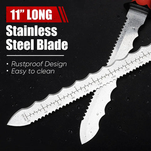 Heavy Duty 11 Inch Insulation Knife With Laser Scale, Stainless Steel Blade, Dual Side Serrated Duct Cutter For Cutting Foam