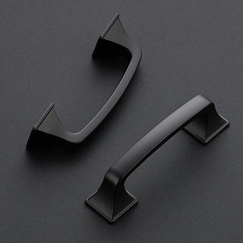 30 Pack Solid 3 Inch Center To Center Square Arch Cabinet Pulls Matte Black, two displayed on a surface