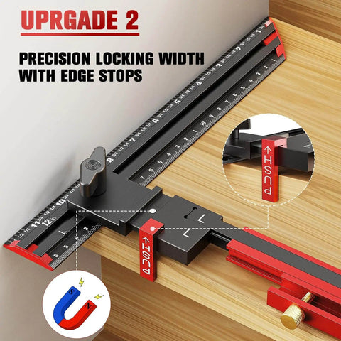 Adjustable Stair Tread Template Tool With Solid Aluminum Alloy Jig, No Assembly Required, 23 To 64 Inch Lengths, Edge Stops