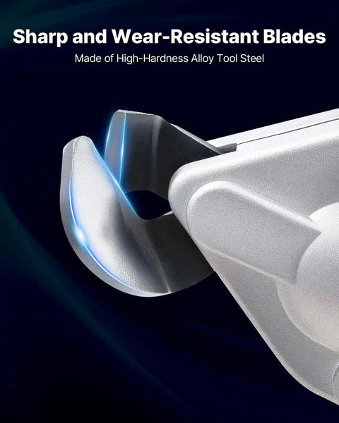 Close-up of the Workhorse Cordless Sheet Metal Cutter's sharp, wear-resistant blades, designed for clean cuts on various materials.