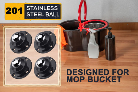 PlusRoc caster wheels, 4-pack, black housings for mop buckets