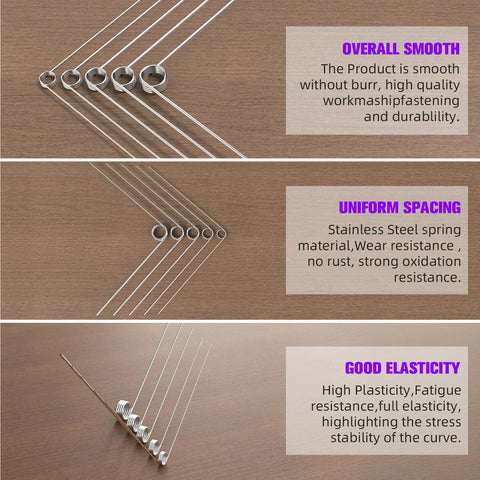 Front view of torsion springs assortment kit, stainless steel, 120 pieces in 30 sizes with individual bags