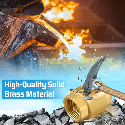 Two solid brass spring check valves with 1/2-inch NPT female threads, inline water valves for wells and pumps