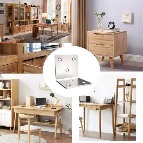 Black Metal Corner Bracket Right Angle L Shape Heavy Duty Shelf Support for wood shelves with hidden mount and screw holes in DIY furniture