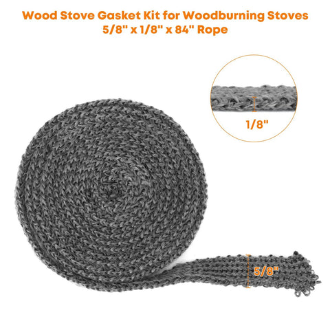 Stanbroil graphite-impregnated fiberglass rope gasket, 5/8 in x 1/8 in x 84 in, for wood stoves