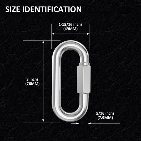 Diagram of a 3-inch quick link from 34-Piece Quick Link Kit With 6 Sizes In Carbon Steel Chain Connectors For DIY Projects.