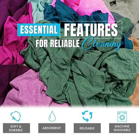 Colorful Recycled Cotton Rags For Home And Shop, Extra Absorbent 50 Lb Box Of T Shirt Scraps