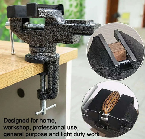 Versatile 3 Inch Universal Table Vise Clamp On Portable Bench Clamp With 360 Degree Swivel Base for woodworking and metalworking