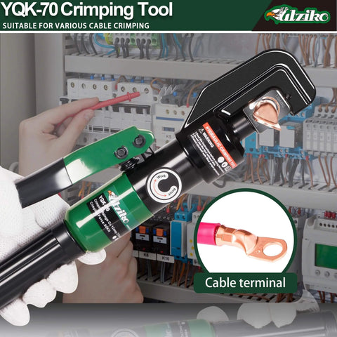 Hydraulic Cable Lug Crimper Kit 10 Ton Crimp Tool For 12 AWG To 00 AWG Electrical Terminals Includes 9 Die Sets