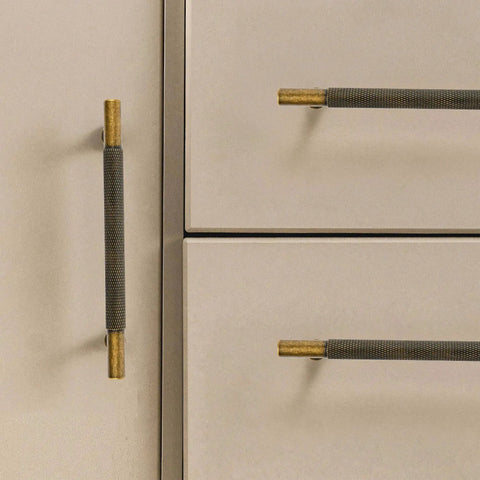 Matt Coffee Bronze Solid Brass Cabinet Handles 5 Pack 5 Inch Hole Centers Drawer Pulls installed on wardrobe
