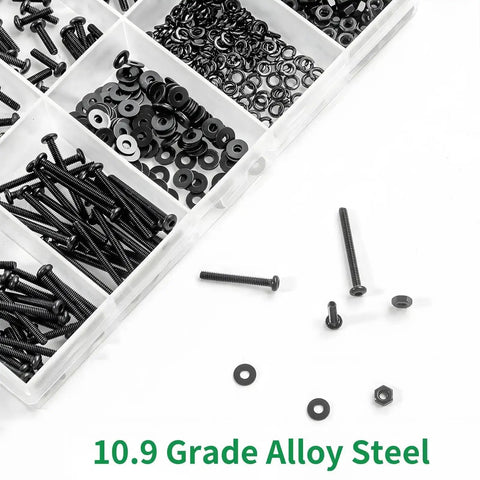 Zmbroll 660Pcs M2 Button Head Hex Socket Cap Screws Fully Threaded Metric Machine Screws 10.9 Grade Alloy Steel Kit