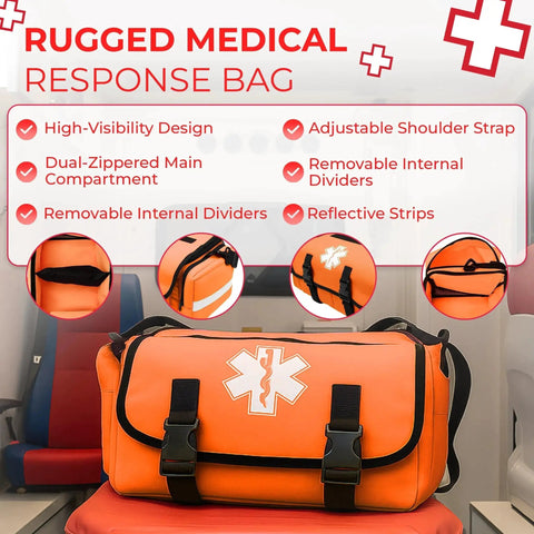 Fully Stocked EMT Trauma Bag That Is Grab And Go Ready For Any Emergency Tactical First Responder Medical Kit With Tourniquet in orange