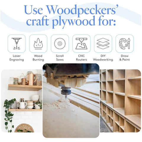 Baltic Birch Plywood One Quarter Inch Thick Craft Wood Sheets For Laser CNC Cutting And Wood Burning Pro Grade Large 12 By 24 BB Grade Baltic Birch Heavy Duty And Glue Ready With Clean Edges 3 Sheet Pack applications in laser engraving, scroll saws, CNC routers, and DIY woodworking.