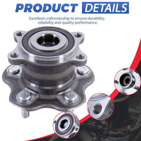 Rear Wheel Hub Bearing Assembly With Encoder For FWD Nissan Altima 2007 To 2018 Pathfinder 2013 To 2019 Maxima 2009 To 2019 Murano 2015 To 2016 Infiniti JX35 FWD ABS Compatible 5 Lug Drop In Replacement, close-up