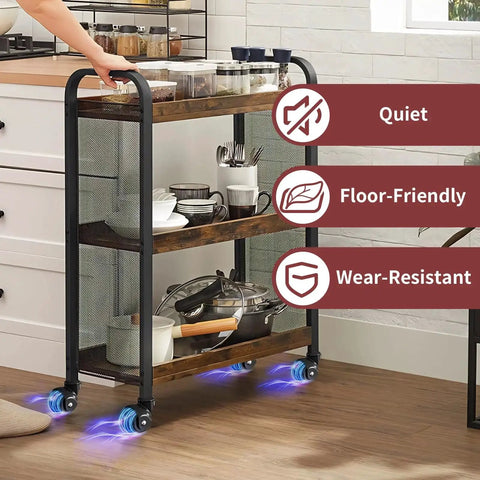 Rolling kitchen cart with 2 Inch Ball Caster Wheels With Threaded Stem Stem Diameter Three Eighths Inch And Stem Length One Inch