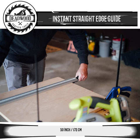 Aluminum Pro Grip Clamp Straight Edge Wood Cutting Guide For Table Saw Up To 50 Inches in use on a wooden board