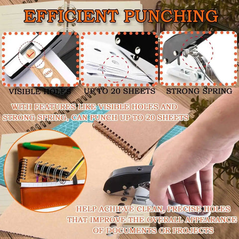 Heavy Duty 8mm Adjustable Single Hole Punch Set With Wood Countersink Drill Bit in use for efficient hole punching